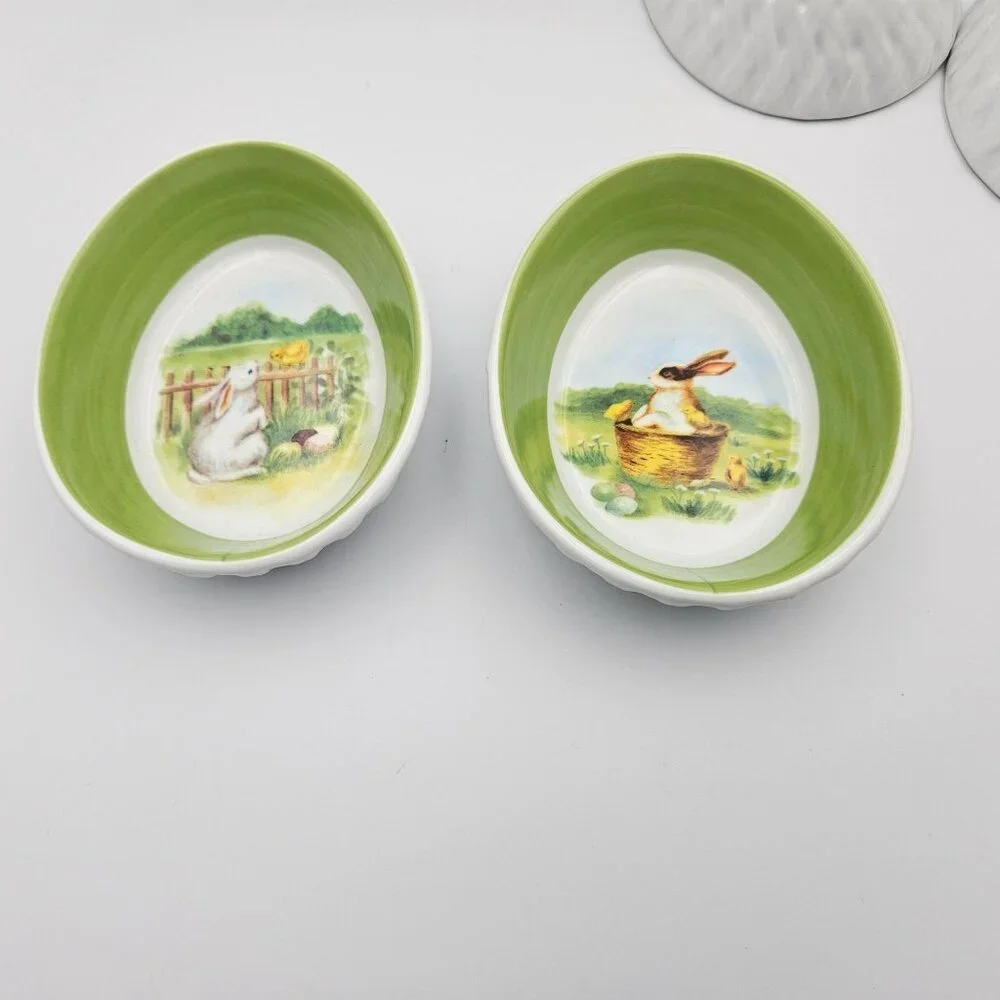 Williams Sonoma Vintage Bunny Ramekins Bowls Easter Egg Spring Set of 4